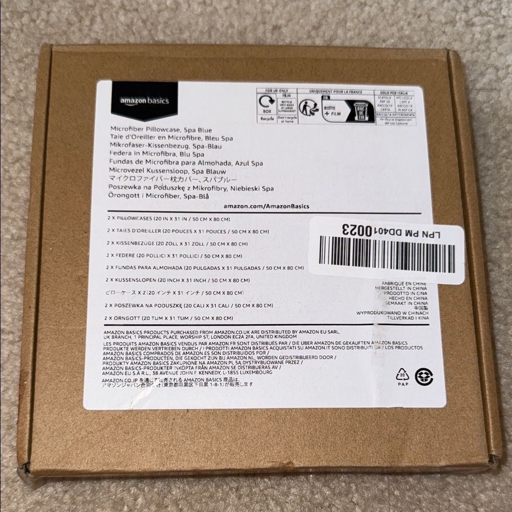 Amazon Basics Microfiber Pillowcase Set - Blue opened box